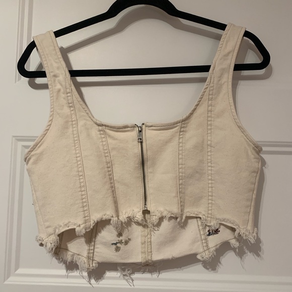Embroidered Cream Crop Top - Picture 6 of 6